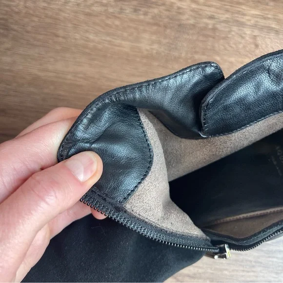 Aquatalia Black Suede Waterproof Farin Ankle Booties Boots Women Size 9 Italy - Picture 11 of 16